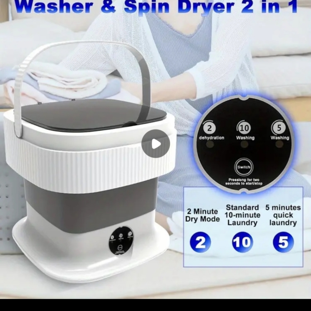 Mini folding washing machine & spinning dryer 2 in 1!